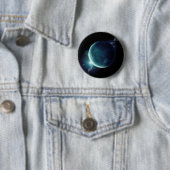 grüner Planet im Universum mit Aura und Sternen Button (Beispiel)