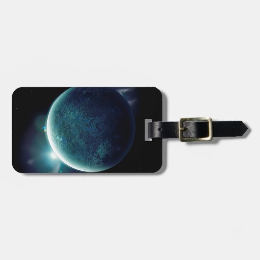 grüner Planet im Universum mit Aura und Sternen Gepäckanhänger (Vorderseite horizontal)