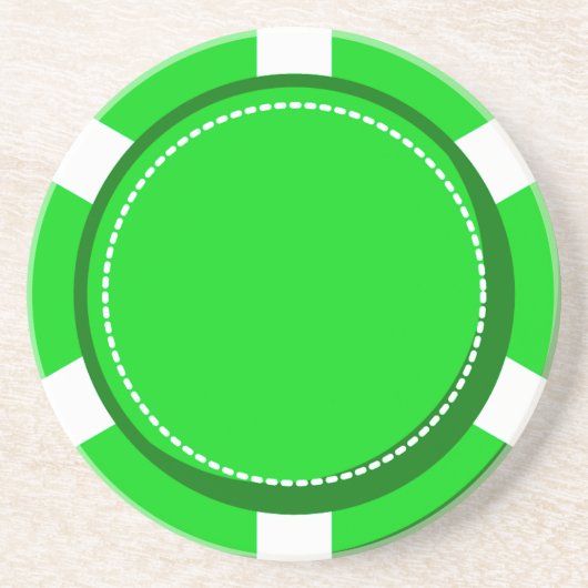 Grüner Poker-Chip-Sandstein-Untersetzer Getränkeuntersetzer (Vorne)