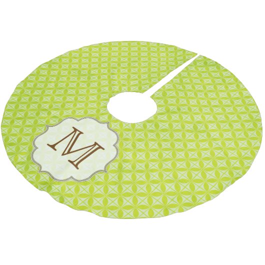 Grüner Polka Dot Patter Monogram, Initial Tree Ski Polyester Weihnachtsbaumdecke (Schrägansicht)