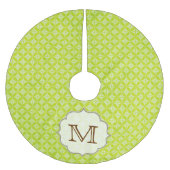 Grüner Polka Dot Patter Monogram, Initial Tree Ski Polyester Weihnachtsbaumdecke (Vorderseite)