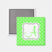 Grüner Polka dots Monogramm Anfangsname elegant Magnet (Vorderseite/Rückseite)