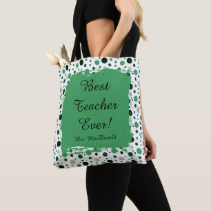 Grüner Polka-Punkt-Geschenk für den besten Lehrer Tasche