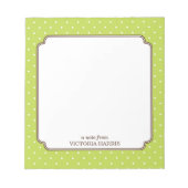 Grüner Polka-Punkt personalisiert, gürtel niedlich Notizblock (Vorderseite)