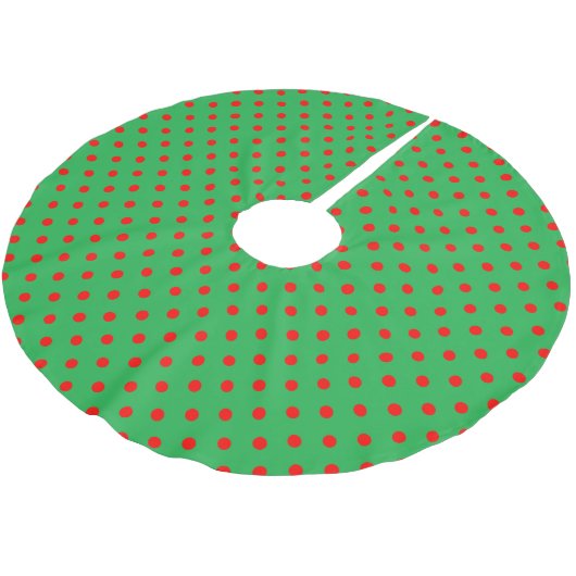Grüner Polka-Punkt Polyester Weihnachtsbaumdecke (Schrägansicht)
