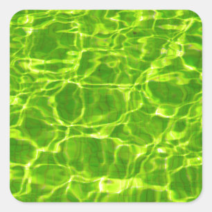 Grüner Pool Wassermuster Neon farbenfrohe Helle Quadratischer Aufkleber