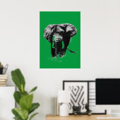 Grüner Pop Art Elephant Poster (Heimbüro)