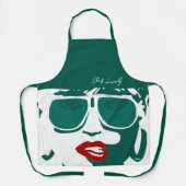 Grüner Pop Hübsche Sonnenbrille Rote Lippen Schürze (Vorderseite)