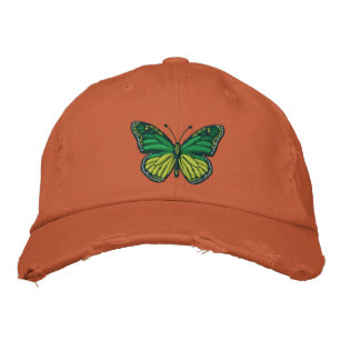 Grüner Pop Monarch Butterfly Bestickte Kappe