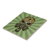 Grüner Posten-apokalyptischer Zuckerschädel Fliese (Seite)