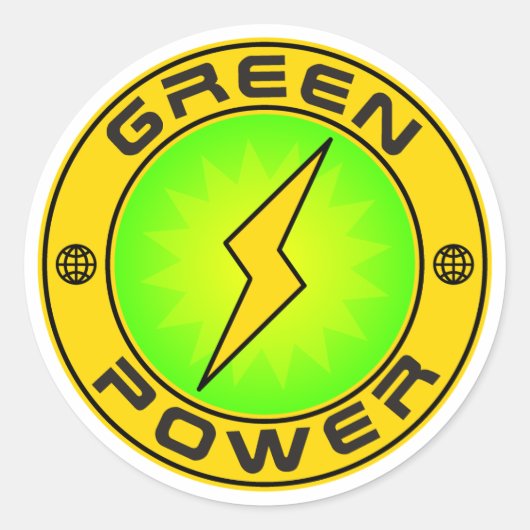 Grüner Power III Runder Aufkleber (Vorderseite)