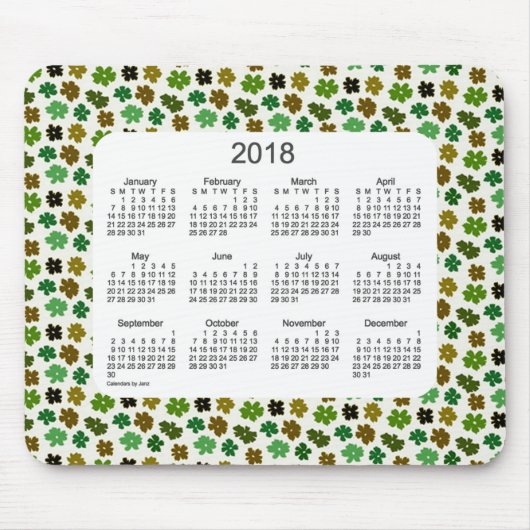 Grüner Power-Kalender der Blumen-2018 durch Janz Mousepad (Vorne)