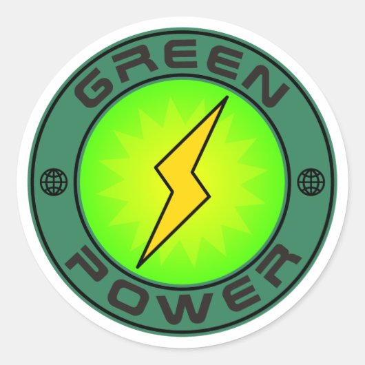 Grüner Power Runder Aufkleber (Vorderseite)