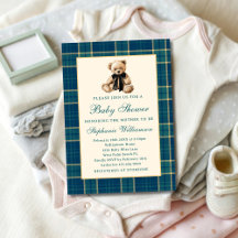 Grüner Preppy-Karierter Vintage-Teddybär-Baby-Part