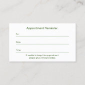 Grüner Psychologe Persönlicher Berater Ernennung Terminkarte (Rückseite)