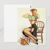 Grüner Pullover Pin Up Postkarte (Vorne/Hinten)