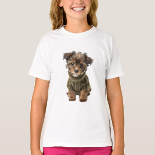 Grüner Pullover Yorkie Welpe Kinder