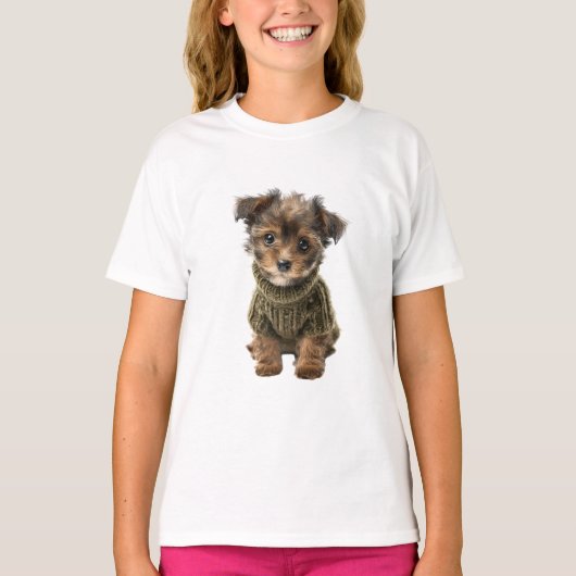 Grüner Pullover Yorkie Welpe Kinder (Vorderseite)
