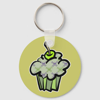 grüner Punk-Totenkopf-Cupcake Schlüsselanhänger