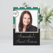 Grüner Punkt 16. Geburtstag Einladung (Stehend Vorderseite)