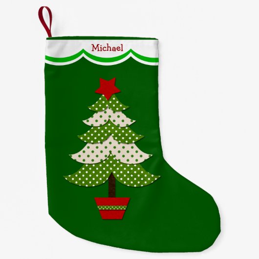 Grüner Punkt Weihnachtsbaum Personalisiert Kleiner Weihnachtsstrumpf (Vorderseite)
