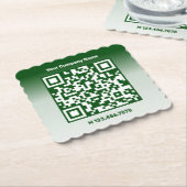 Grüner QR-Code für den Pflegedienst für Werbefläch Untersetzer (angewinkelt)