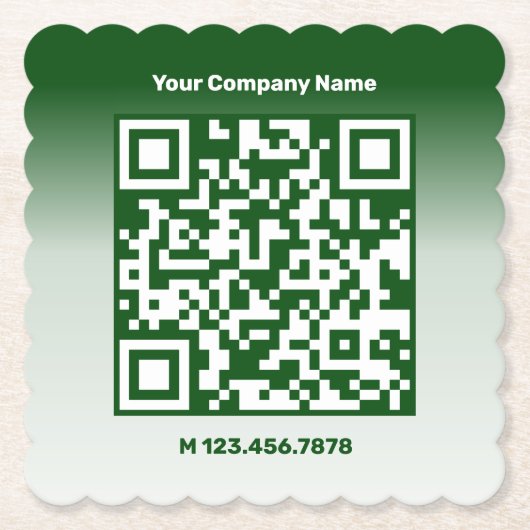 Grüner QR-Code für den Pflegedienst für Werbefläch Untersetzer (Vorderseite)