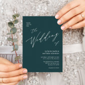 Grüner QR-Code in einer modernen Skripthochzeit Einladungspostkarte