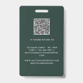 Grüner QR-Code Modernes minimales Foto abstrakt Ausweis (Rückseite)