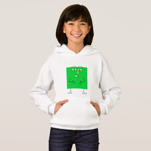 Grüner Quadrat-Typ Hoodie (Vorne ganz)