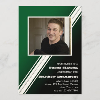 Grüner Racing Stripe Geburtstagsparty Einladung