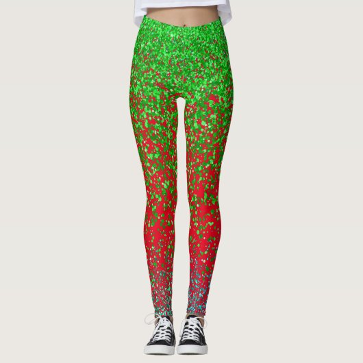 Grüner Raster 2 Seiten 01.b Roter BG Leggings (Vorderseite)
