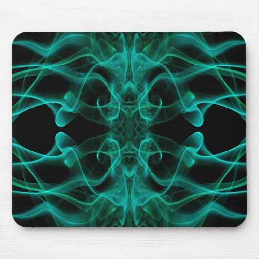 Grüner Rauch Symmetrischer Minimalistischer Schwar Mousepad (Vorne)