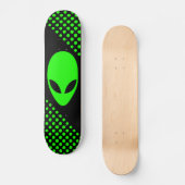 Grüner Raum-alien-Neonkopf Skateboard (Vorderseite)