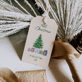 Grüner, rauschiger Weihnachtsbaum Geschenkanhänger