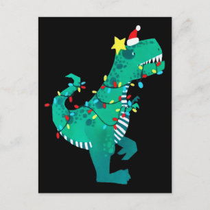 Grüner Regenbogen-Dinosaurier brüllt Weihnachten W Postkarte