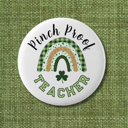 Grüner Regenbogen-Kneifschutz-Lehrer St. Patrick's Button