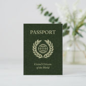 grüner Reisepass Postkarte (Stehend Vorderseite)