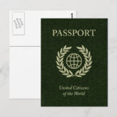 grüner Reisepass Postkarte (Vorne/Hinten)