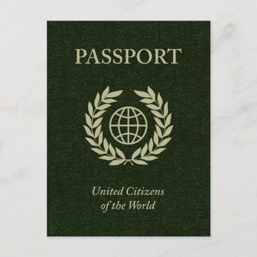 grüner Reisepass Postkarte (Vorderseite)