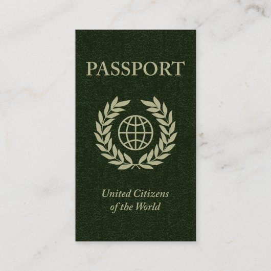 grüner Reisepass Visitenkarte (Vorderseite)