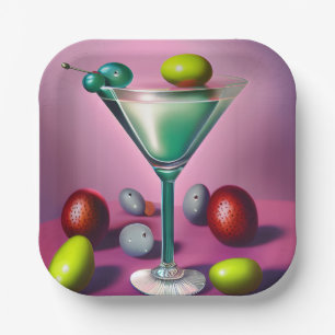 Grüner Retro Martini Pappteller