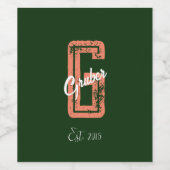 Grüner Retro-Minimalistischer moderner Monogramm-N Weinetikett (Einzelnes Label)