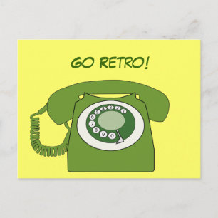 Grüner Retro-Wählscheibentelefon - Gehen Sie Retro Postkarte