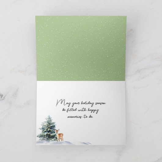 Grüner Retro Weihnachtswagen Feiertagskarte (Innenseite)