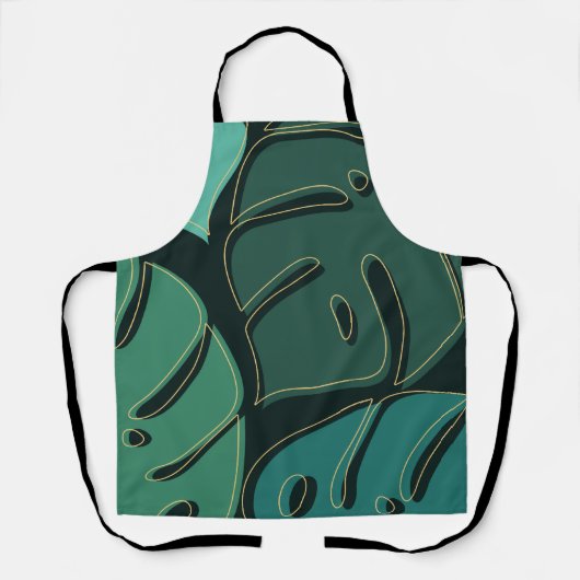 Grüner Riesen-Monstera-Blätter-Design Schürze (Vorderseite)