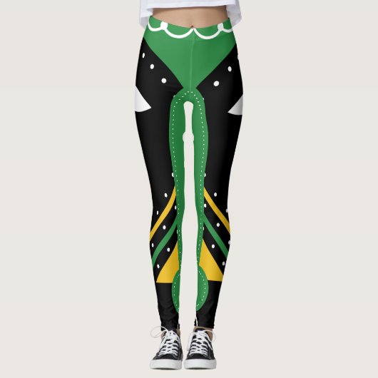 Grüner ritueller Stamm Leggings (Vorderseite)
