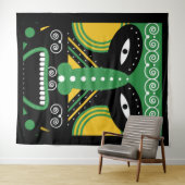 Grüner ritueller Stamm Wandteppich (Beispiel (Horizontal))