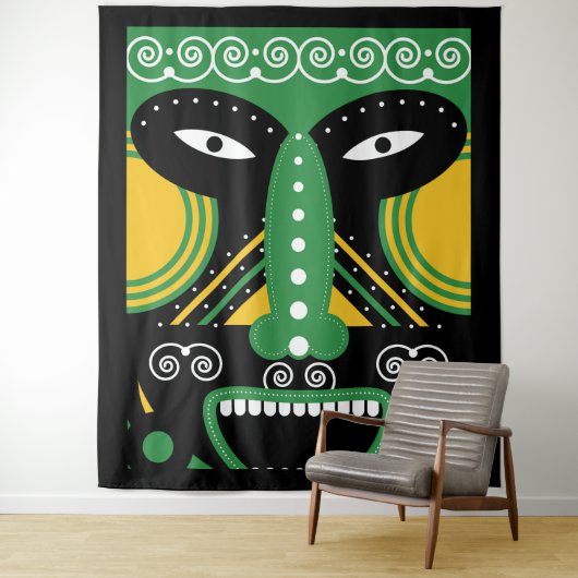 Grüner ritueller Stamm Wandteppich (Beispiel)