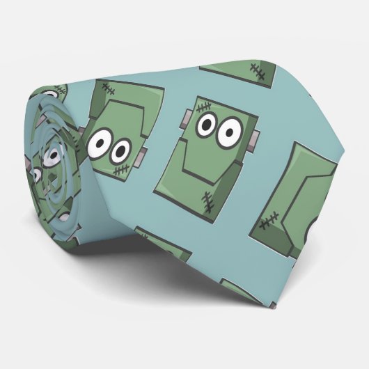 Grüner Roboter Kopf in blau Krawatte (Gerollt)